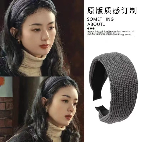 Wide Knit Headband For Women Chunky Fabric Padded Sponge Solid Color Hair Accessory Autumn Winter Korean Style