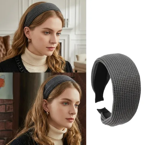 Breites Strick Stirnband Für Damen Grober Stoff Gepolstert Einfarbig Haarschmuck Herbst Winter Koreanischer Stil