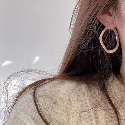 925 Sterling Silver Earring Post Irregular Geometric Twisted Hoop Earrings Minimalist Minimalist Korean Style Jewelry Women