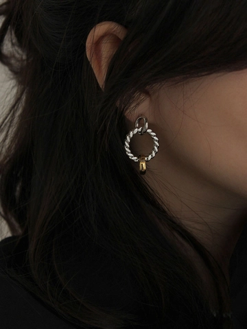 S925 Sterling Silver Twist Intertwined Circle Hoop Earrings For Women Minimalist Gold Silver Two Tone Geometric Jewelry