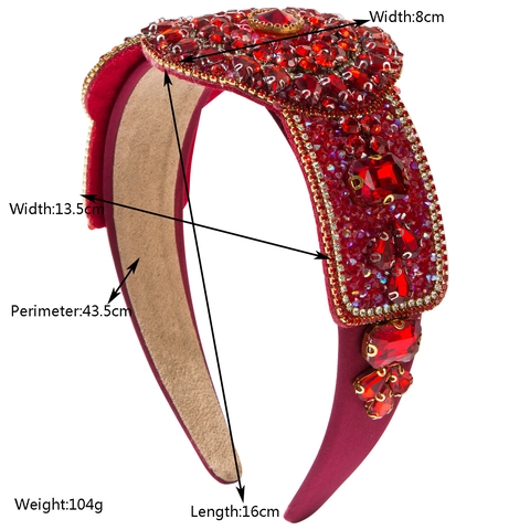 Baroque Retro Wide Rhinestone Headband Sparkling Crystal Embellishment Velvet Padded Hair Hoop For Women Elegant Party Wedding Hair Jewelry