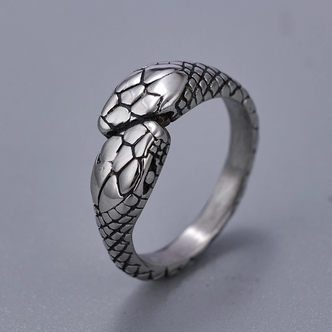 Anello Testa Di Serpente Doppia In Acciaio Inossidabile Vintage Gioielli Goth Punk Animale Per Uomo Donna