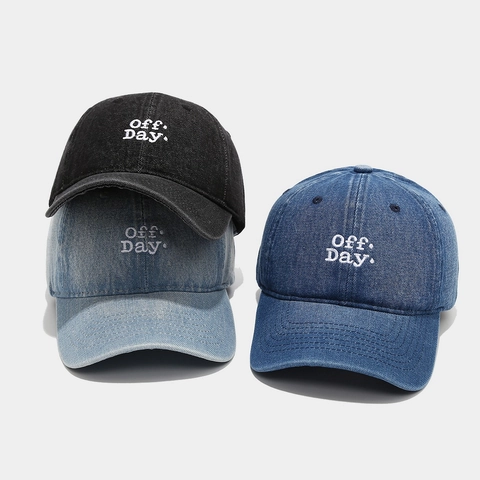 Cappello Da Baseball In Denim Lavato Ricamato Off Day Per Donne Uomini Vintage Casual Protezione Solare Regolabile