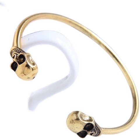 Skeleton Skull Open Cuff Bangle Alloy Metal Gothic Punk Retro Vintage Style Unisex Jewelry Accessory