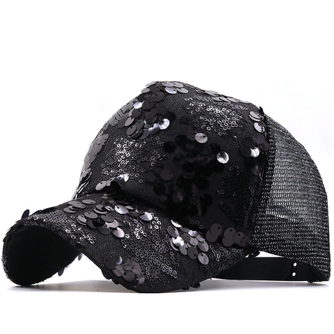 Casquette De Baseball À Paillettes Pour Femmes Chapeau Trucker Respirant Réglable Mode Protection Solaire Été Plein Air