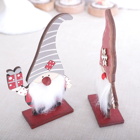 Ornement De Gnome De Noël En Bois Décoration De Table Nordique Figurine De Père Noël Festive Artisanale Avec Barbe En Fausse Fourrure