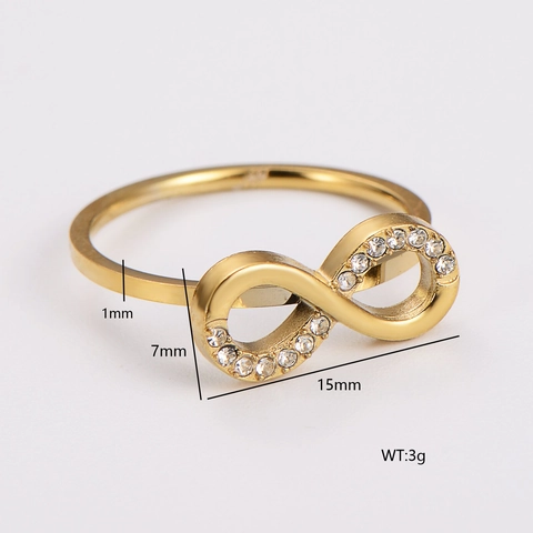 Anello dell'Infinito in Acciaio Inossidabile Minimalista Con Zirconia per Donna Placcato Oro Rosa Gioielli di Moda