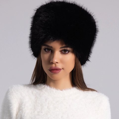 Winter Faux Fur Bucket Hat For Women Thick Plush Warm Ear Protection Cossack Style Hat Solid Color Autumn Winter Outdoor Cap