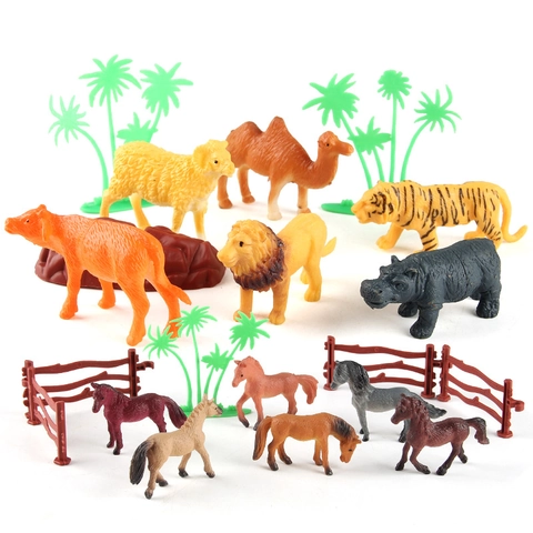 Juego De Juguetes De Modelos De Animales Simulados Realistas Plástico Granja Aves Animales Del Bosque Para Niños Decoración Educativa