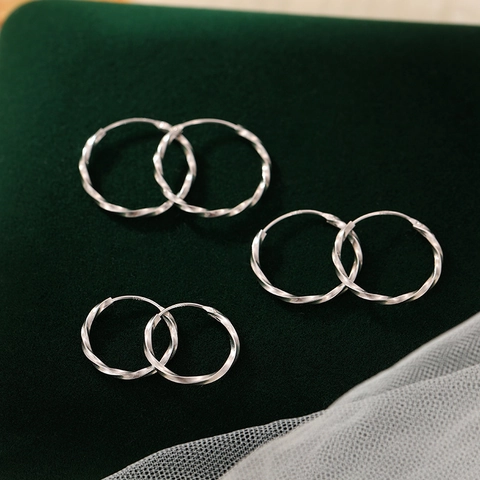 Pendientes De Aro De Plata De Ley 925 Para Mujer Diseño Torsonado Minimalista Círculo Redondo Joyería Accesorio