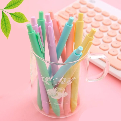 Retractable Gel Pens Macaron Pastel Color 0.5mm Black Ink Plastic Minimalist Matte Aesthetic Stationery For Students Office