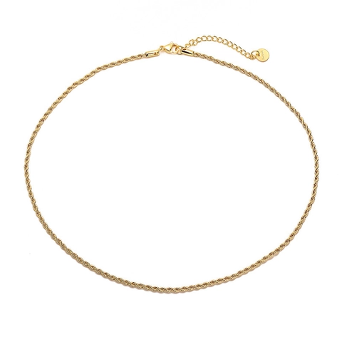 Rope Chain Necklace Stainless Steel 18K Gold Plated Twist Link Clavicle Chain For Women Minimalist Jewelry
