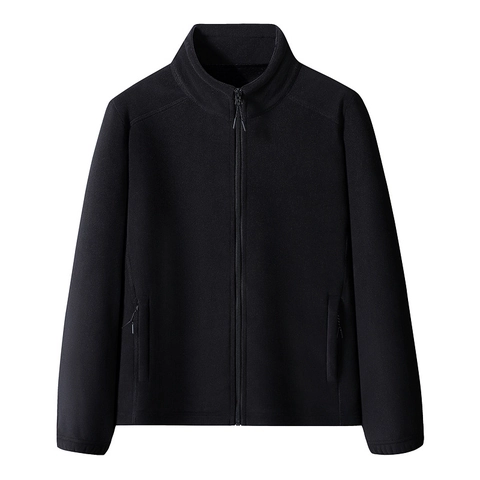 Fleece Jacket Polyester Spandex Thickened Polar Fleece Warm Stand Collar Full Zip Outdoor Casual Coat For Men And Women