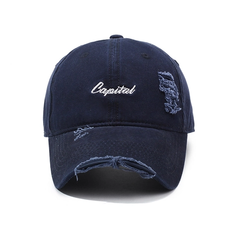 Vintage Distressed Baseball Cap Washed Cotton Letter Embroidery Adjustable Sun Hat Retro Outdoor Streetwear For Unisex