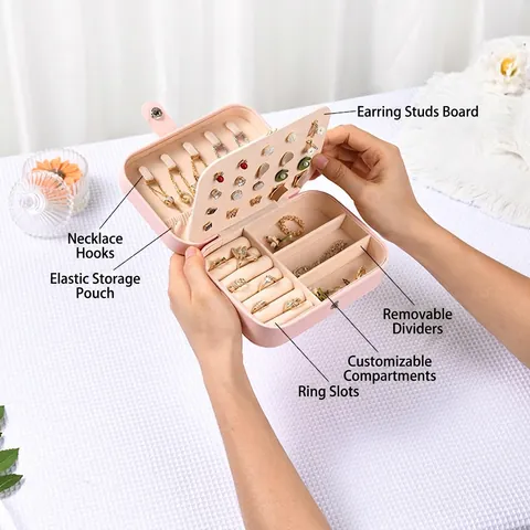 Joyero Portátil Estuche De Viaje De Cuero PU Almacenamiento De Gran Capacidad Para Anillos Pendientes Collares Pulsera Organizador Mujeres Niñas