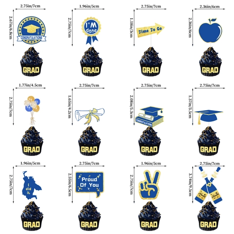 Decorazioni per la Laurea Oro Blu Banner Palloncini Topper Congrats Grad Spirale Pendenti per Articoli per Feste Scolastiche