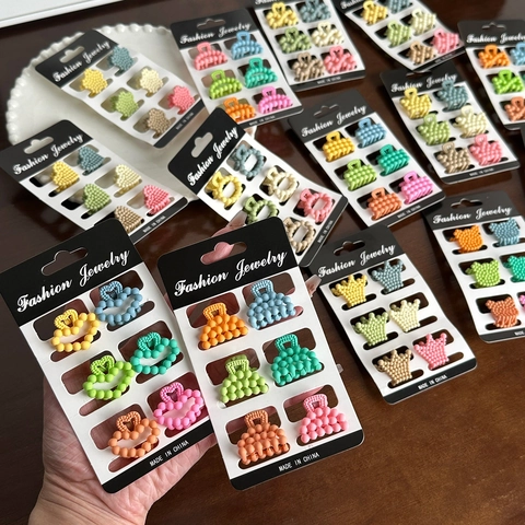 Μίνι Κλαμεράκια Μαλλιών Χρώμα Macaron Πλαστικό Ματ Μικρά Γεωμετρικά Σχήματα Καρδιά Κορώνα Αξεσουάρ Μαλλιών Για Γυναίκες