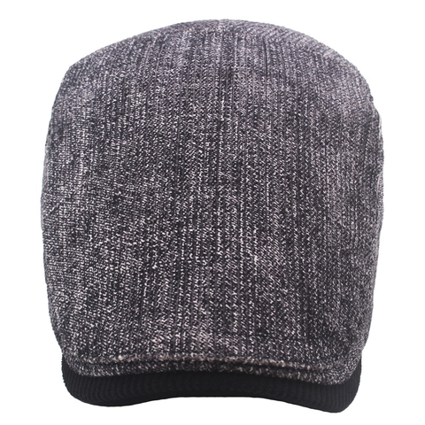 Hommes Rétro Britannique Chaud Doublé Polaire Béret Plat Rayé Tie-Dye Béret Ajustable Hiver Casquette De Vendeur De Journaux Pour Extérieur