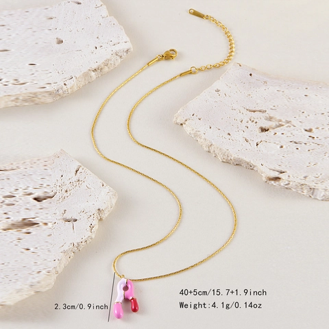 Mode Roestvrij Staal Letter Hanger Halsketting Voor Vrouwen Verguld Emaille Roze Wit Initiaal Alfabet Sleutelbeenketting Sieraden