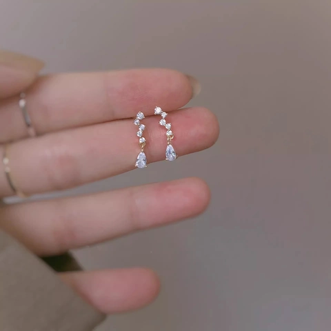 Boucles D'oreilles Pendantes Goutte D'eau Avec Tige En Argent Sterling 925 Style Français Zircon Bijoux Pour Femmes