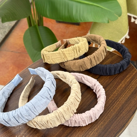 Diadema Fruncida Tela Color Morandi Simple Aro De Pelo Plisado Para Mujeres Estilo Coreano Lavado De Cara