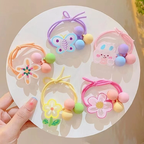 Elastici Per Capelli Con Fiori Dolci Elastici In Gomma Ad Alta Elasticità Con Pendente A Fiore In Acrilico E Perle