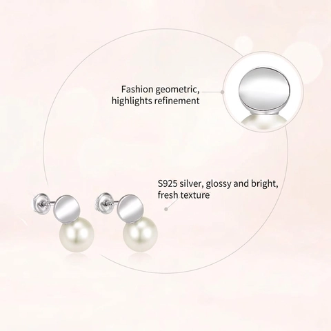 Kunstpareloorknopjes Met 925 Sterling Zilveren Oorknopjes Gebogen Geometrisch Ontwerp Franse Stijl Sieraden Voor Dames Elegant Luxe