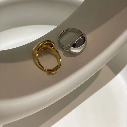 Anillo Abierto De Cobre Minimalista Geométrico Superficie De Espejo Lisa Ajustable Joyería Estilo Ins Para Mujeres
