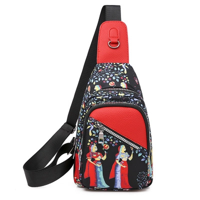 Riñonera De Pecho Para Mujer Tela Oxford Estampado Étnico Dibujos Animados Bolso Cruzado Multiusos Moda Casual Multibolsillo