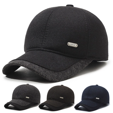 Berretto Da Baseball Invernale Da Uomo Con Paraorecchie Lana Calda Antivento Regolabile Cappello Casual Da Esterno