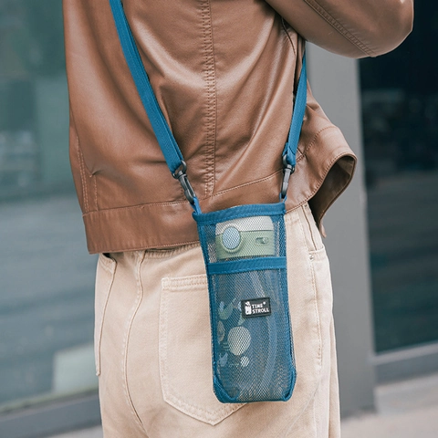 Mesh Water Bottle Sleeve Holder Bag Adjustable Shoulder Strap Portable Crossbody Bottle Cover For Kids Outdoor Travel
