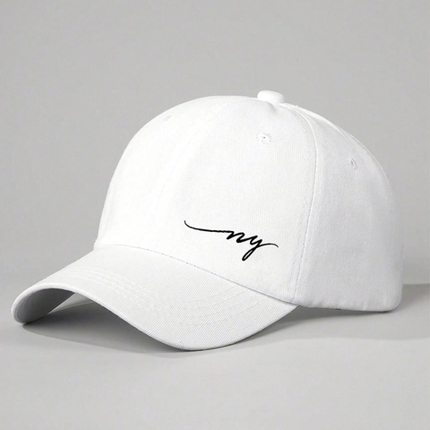 Baseball Cap Cotton Twill Curved Brim Adjustable Strap Letter Embroidery Sun Protection Casual Outdoor Hat