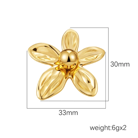 Flower Earrings 304 Stainless Steel Petal Floral PVD Plated Vintage Fashion Jewelry For Women