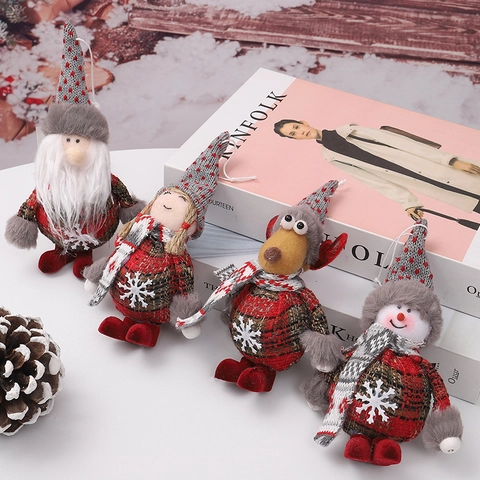 Addobbi Natalizi Appendere Albero Bambole Peluche Stoffa Babbo Natale Pupazzo Neve Renna Angelo Quadri Pelliccia Sintetica