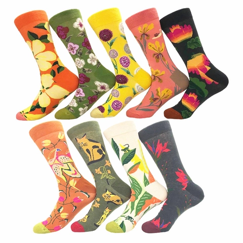 Trendige Cartoon Tier Obst Essen Muster Baumwollmischung Socken Atmungsaktive Lässige Mittlere Rohr Socken Für Damen Herren Alltag