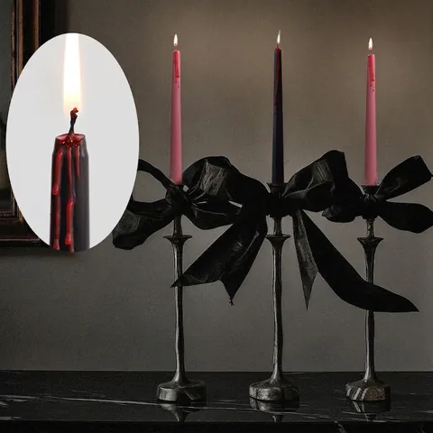 Halloween Bleeding Taper Candles Soy Wax Red Wax Tears Skull Shape Gothic Party Home Decor Spooky Atmosphere Ornaments