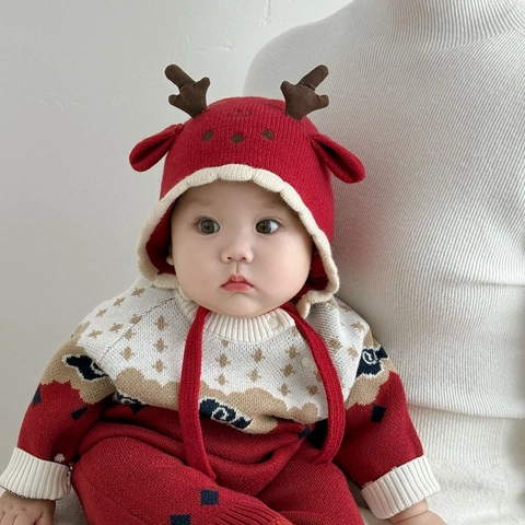 Baby Winter Gebreide Muts Warme Oorbescherming Cap Met Katoenen Voering Schattige Dierenborduurwerk Peuter Infant Muts