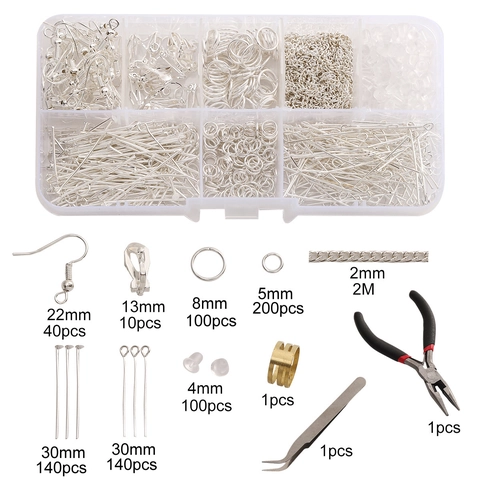 DIY Jewelry Making Supplies Kit For Earrings Necklaces Bracelets Including Lobster Clasps Jump Rings Earring Hooks And Tools