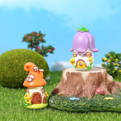 Miniatuur Feeëntuin Huis Hars Kasteel Ornament Micro Landschap Voor Terrarium Desktop Decor Kleurrijk Handbeschilderd Dromerig