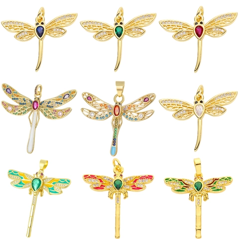 Libelle Schmetterling Charms Kupfer Zirkonia Künstliche Perle Emaille Anhänger Für DIY Schmuckherstellung Halskette Ohrringe Zubehör