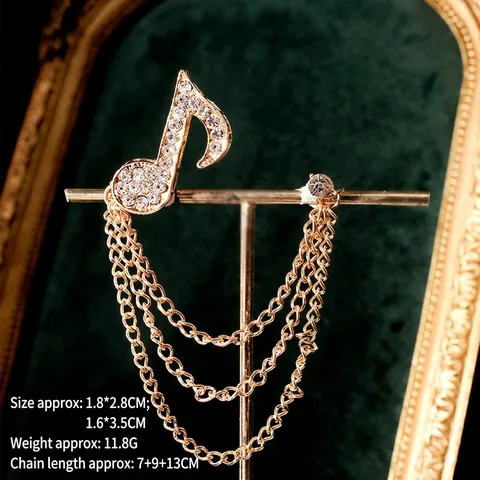 Spilla a Catena in Lega Vintage con Strass per Uomo Donna Aquila Nota Musicale Croce Corona Nappa Spilla da Bavero Gioielli