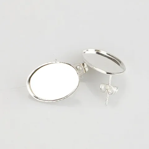 Basi Per Orecchini Ovali In Acciaio Inossidabile Per DIY Creazione Gioielli Castoni Per Cabochon Con Occhiello Placcato Argento