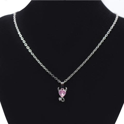 Collier Pendentif Cœur Diable En Cuivre Incrusté De Zircone Style Punk Doux Et Cool Bijoux Pour Femmes