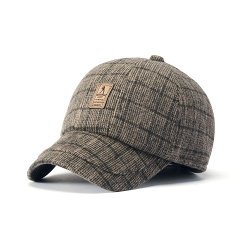 Cappello Da Baseball Da Uomo Lana A Quadri Caldo Inverno Autunno All Aperto Con Toppa In Pelle Regolabile