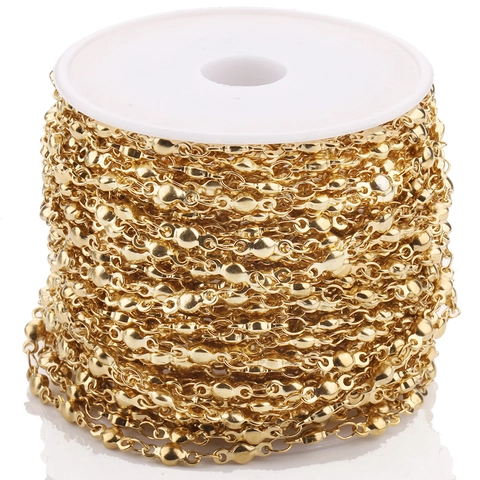 DIY Jewelry Making Chain Stainless Steel 18K Gold Plated Ball Bead Chain For Necklace Bracelet Making Craft