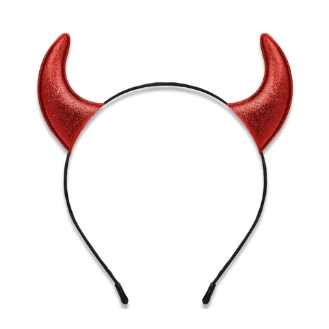 Devil Horns Headband Halloween Party Hair Accessory With Feather And Glitter Fabric For Cosplay Costume Novelty