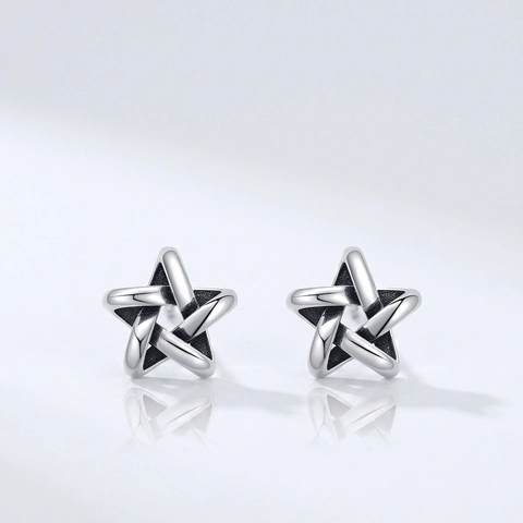 Orecchini A Stella Argento Sterling 925 Cavo Intrecciato Geometrico Vintage Hip Hop Gioielli Minimalisti Per Donne