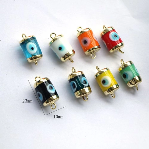 Böser Blick Charms Kupfer Emaille Glas DIY Schmuckverbinder Für Halsketten Armbänder Herstellung Boho Stil Vergoldet