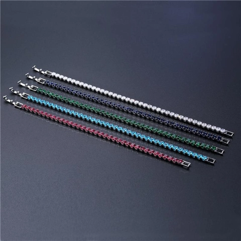 Buntes Rundes Zirkon Tennis Armband Für Damen Kupfer Hip Hop Bling Schmuck Elegantes Funkelndes Glied Accessoire