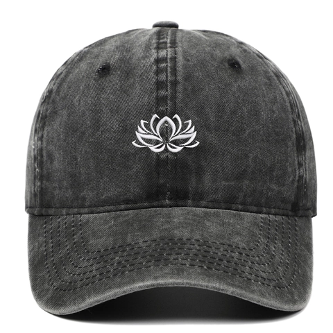 Vintage Gewaschene Baumwolle Baseballkappe Mit Lotus Stickerei Verstellbare Sonnenhut Dad Hat Für Outdoor Sport